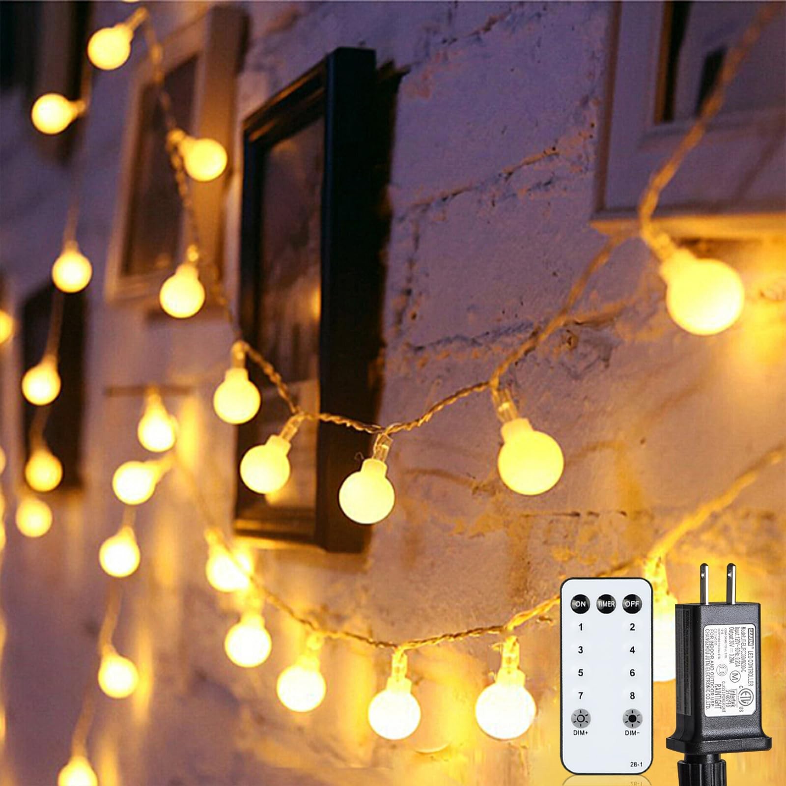 Globe String Lights 43 Ft 100 LED Fairy Lights Plug in with Warm White 43 ft gallery