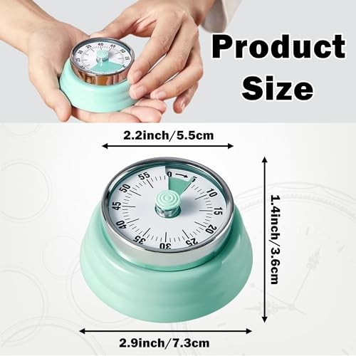 60-Minute Magnetic Visual Timer, Silent Operation and No Battery Needed, Green gallery