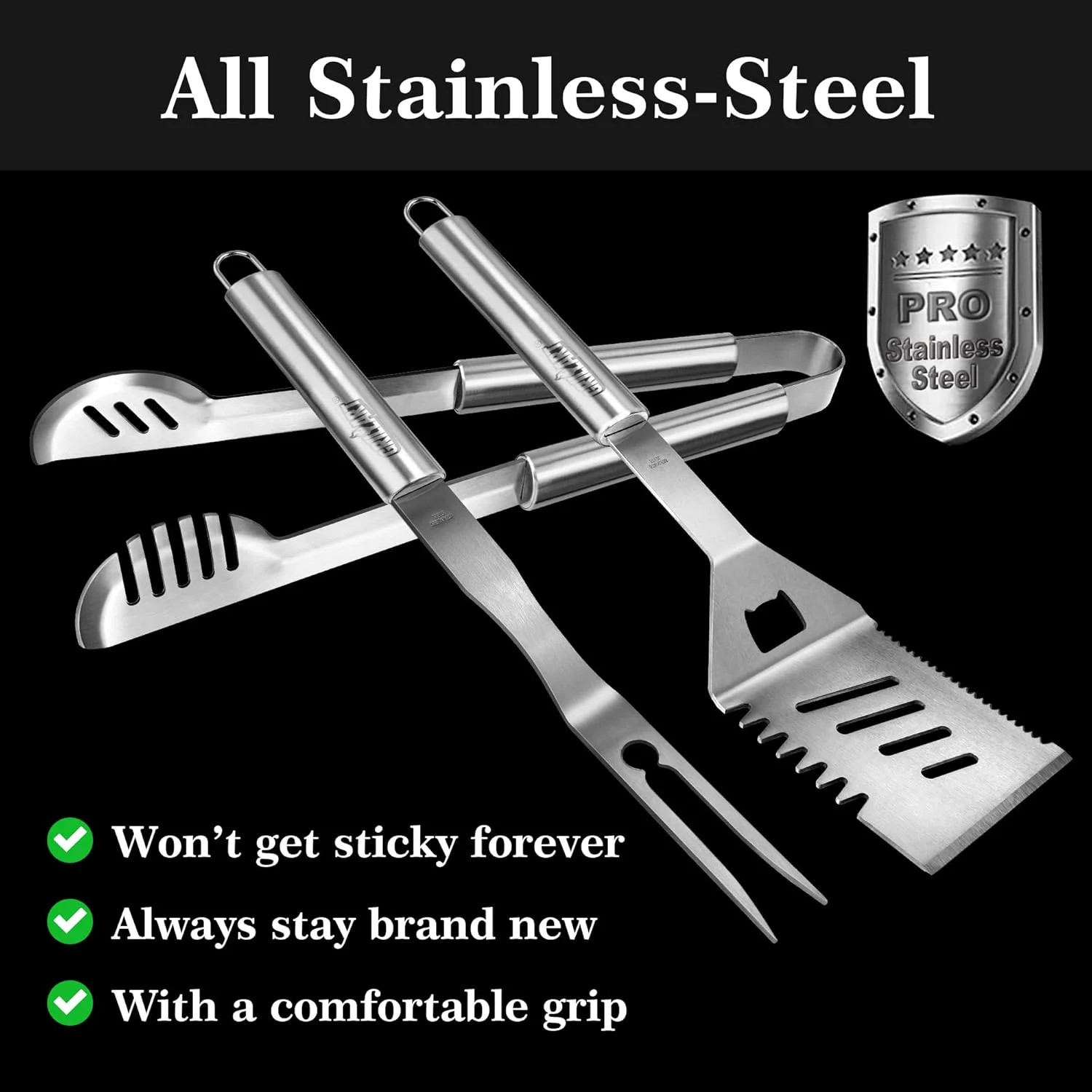 Grill Tools Grill Utensils Set - 3PCS BBQ Tools, Stainless Barbeque Grill Access gallery