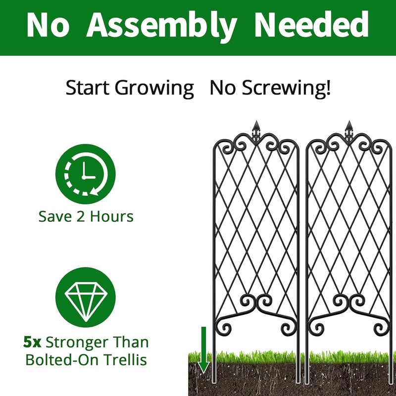 4 Pack Decorative Garden Trellis for Climbing Plants, Metal Fencing Black gallery