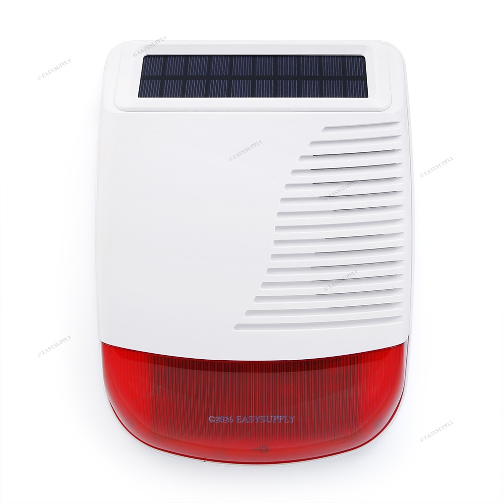 100dB Loud Wireless Solar Outdoor Strobe Siren For Alarm System Waterproof 433MH gallery