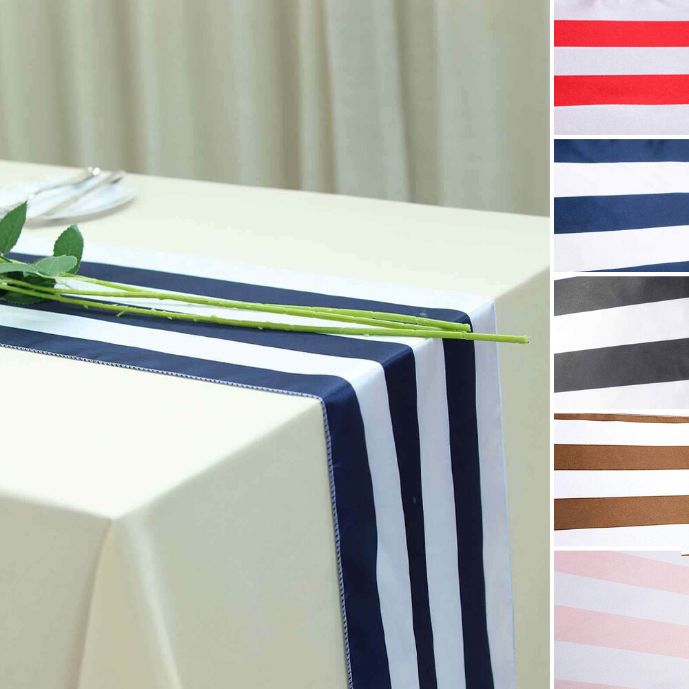 12x108-Inch Stripes Satin Table Top Runner Dinner Catering Wedding Party Buffet gallery