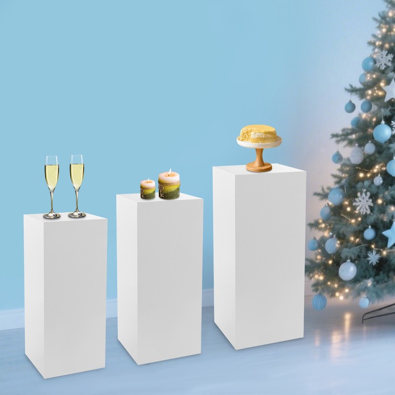 Metal Cube Pedestal Table Display Riser Flower Sculputure Lamp Base Stand 3pcs gallery
