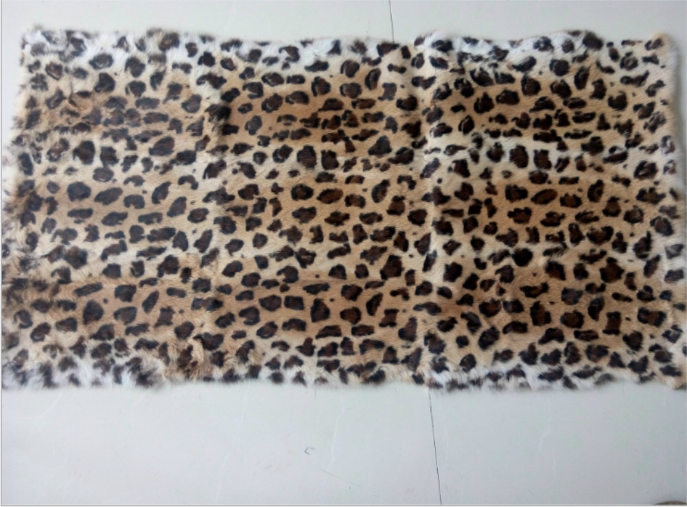 Real Rabbit Fur Leopard Striped Blanket Real Fur Carpet Rug Throw Leather 43x 22 gallery