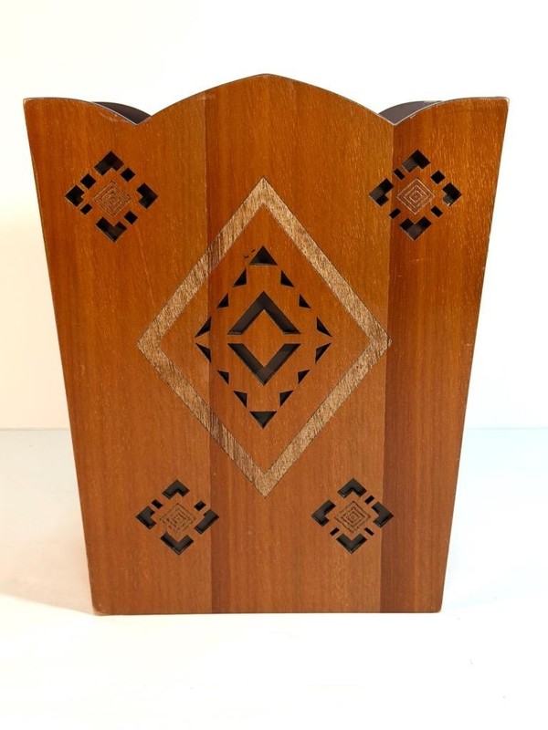 Croscill Wood Cheyenne Pattern Wastebasket Southwest Native American Style gallery