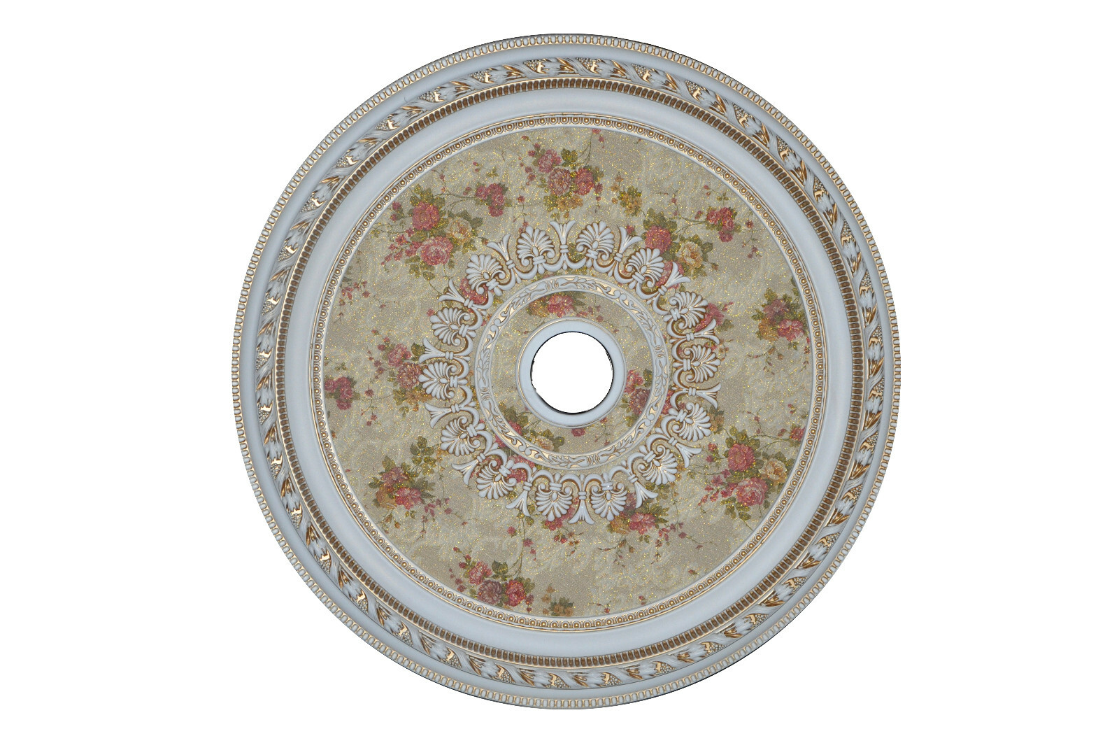 32" ROUND CHANDELIER CEILING MEDALLION ROSE BOUQUET FOYER DINING ROOM BEDROOM gallery
