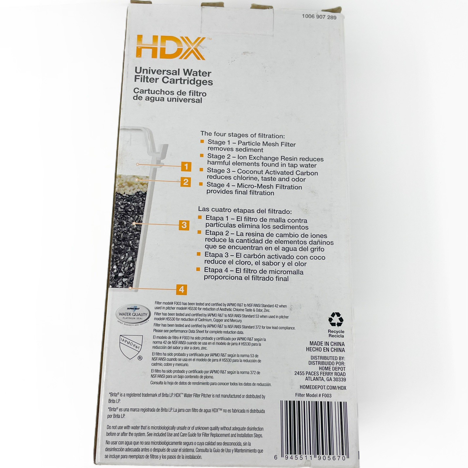 HDX Water Pitcher Replacement Water Filter Cartridges, BPA Free (8-Pack)# F003 gallery