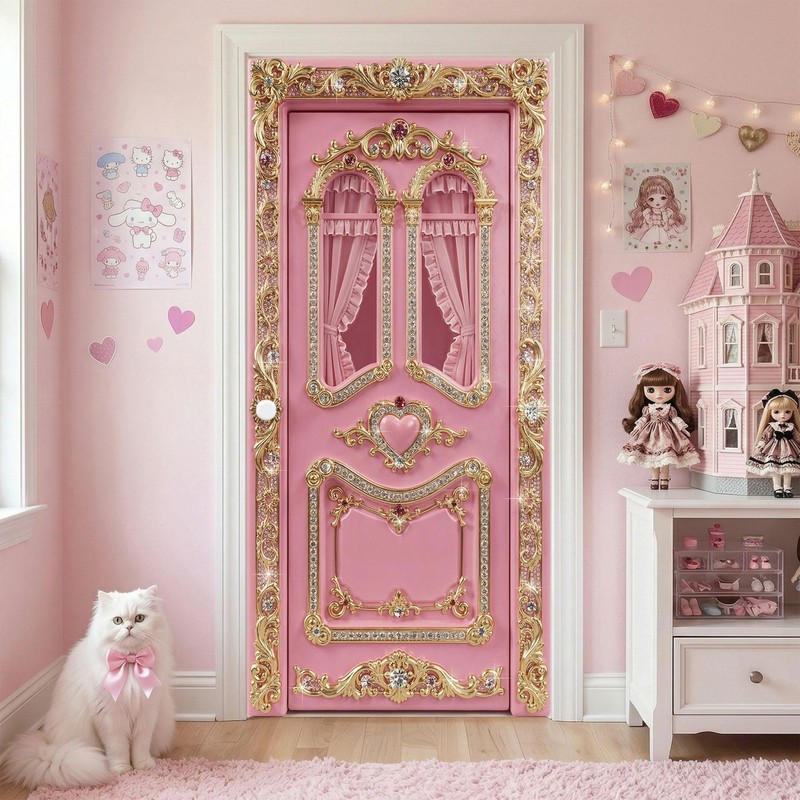 Hyperfemininity Door Wrap, Bimbocore Style, 1-piece Laminated Sticker Mural gallery