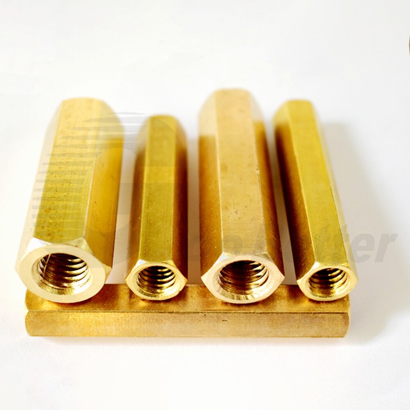 Brass Hexagon Full Nuts Hex Spacers Stud Connector Long Nuts 3/8" UNC x 10-100mm gallery