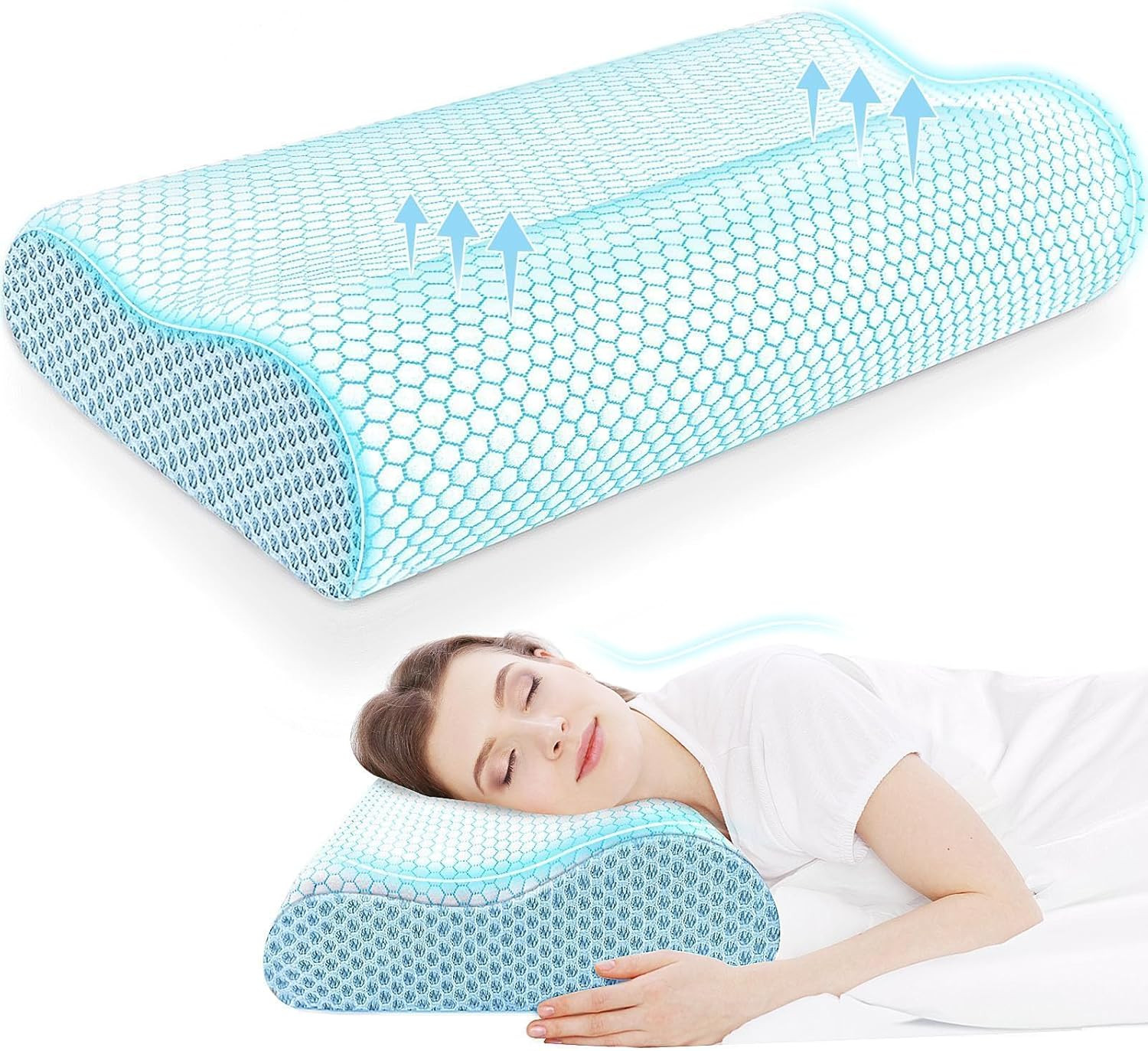 Memory Foam Orthopedic Neck Pillow Soft Cervical Support for Back Side Sleepers gallery