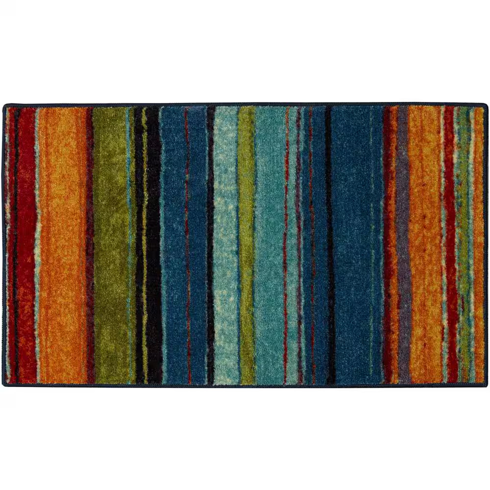 Rainbow Multi 2 Ft. X 3 Ft. Machine Washable Striped Area Rug gallery