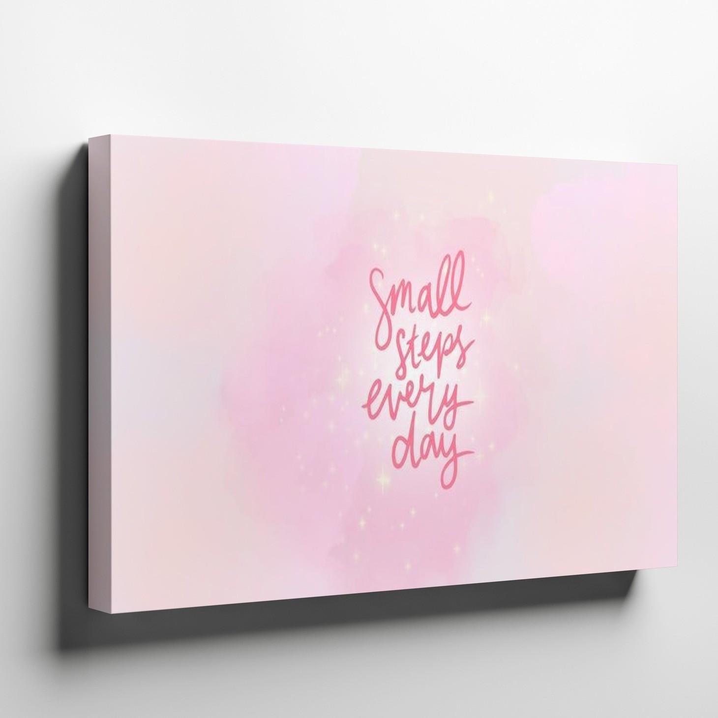 Small Steps Every Day Inspirational Quote Canvas Wall Art Pink Pastel Decor gallery