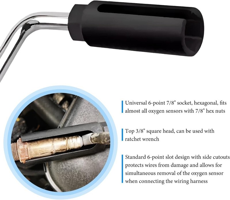 Oxygen Sensor Socket, Chromed-Vanadium Steel Oxygen Sensor Wrench Removal Tool w gallery