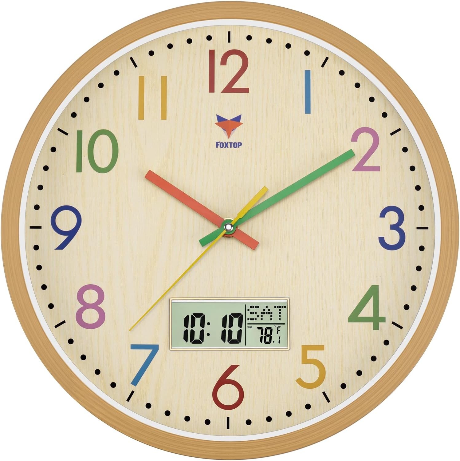 Digital & Analog Kids Wall Clock 12 Inch Silent Non-Ticking Battery Operated gallery