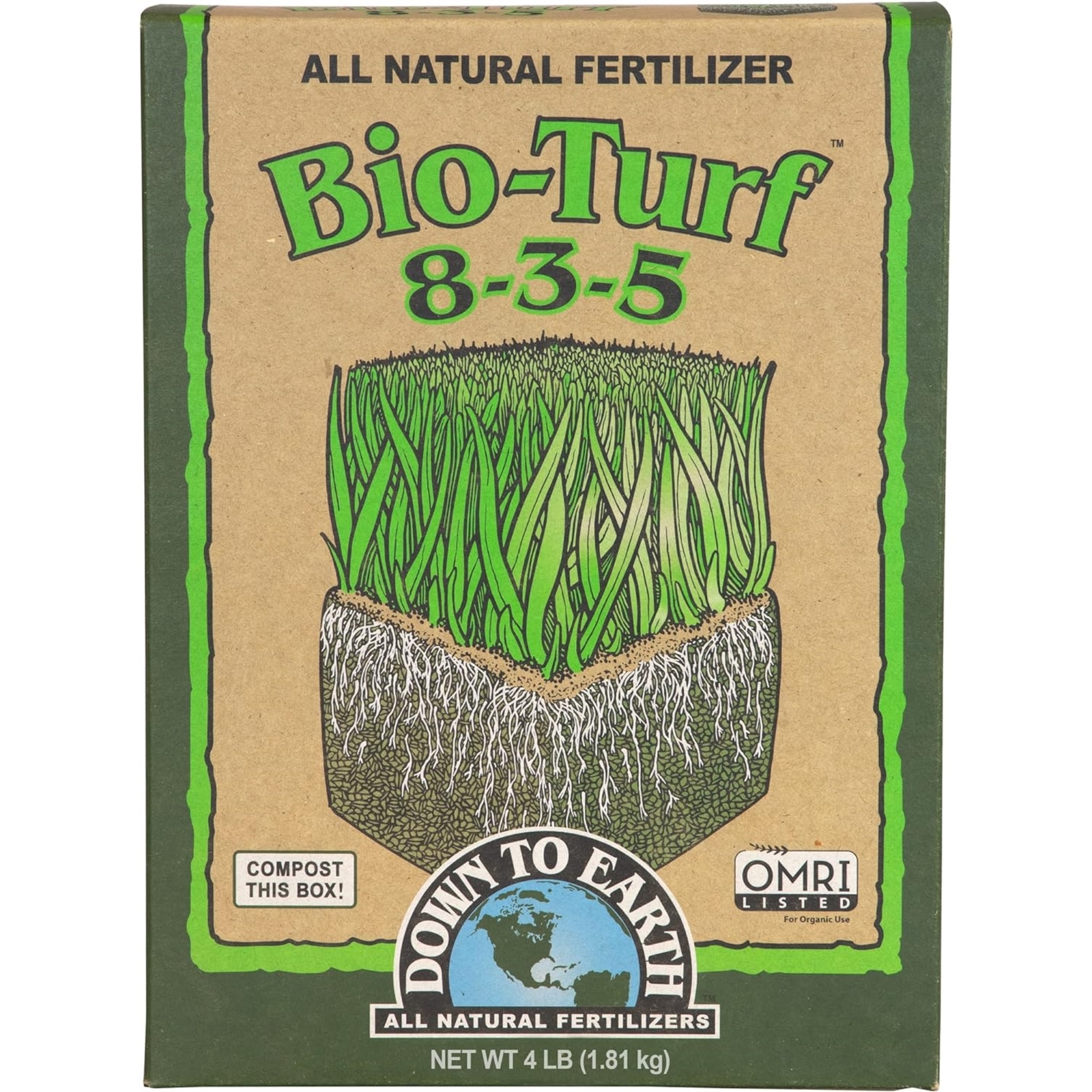 Down To Earth Bio-Turf 8-3-5 All-Natural OMRI Listed Fertilizer, 4 lb gallery
