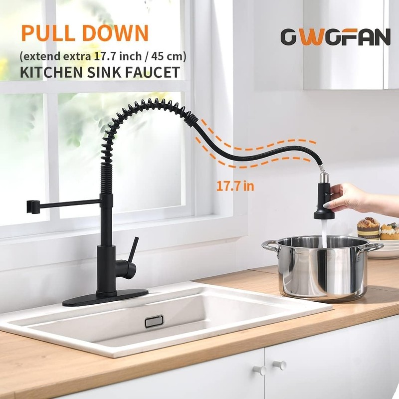 Versatile 360 Swivel Pull Down Kitchen Faucet - Easy Installation & Modern Style gallery