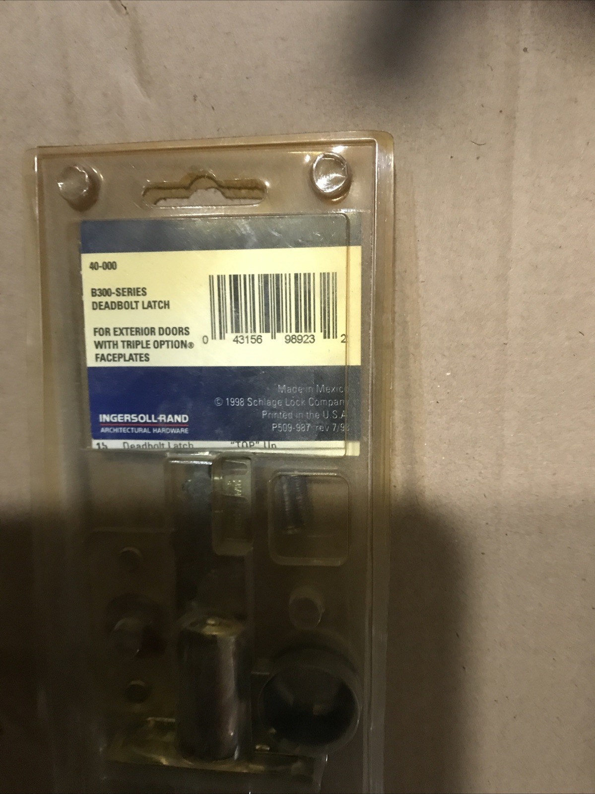 SCHLAGE B300 SERIES ADJUSTABLE BACKSET DEADBOLT LATCH NICKEL FINISH gallery