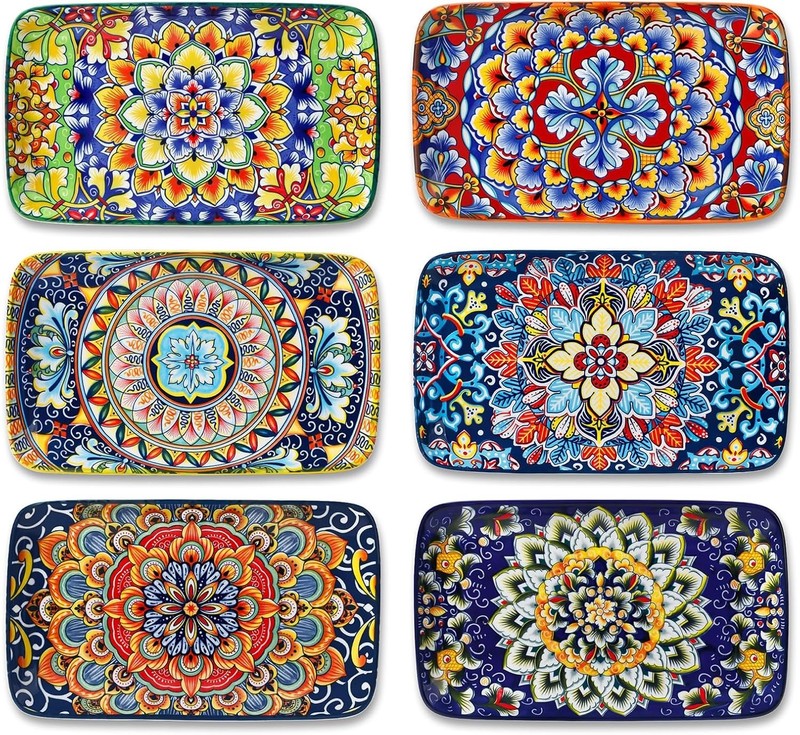 Simi 6-Piece Ceramic Salad Plates Set - 8.5 Inch, Rectangular Dessert Plates ... gallery