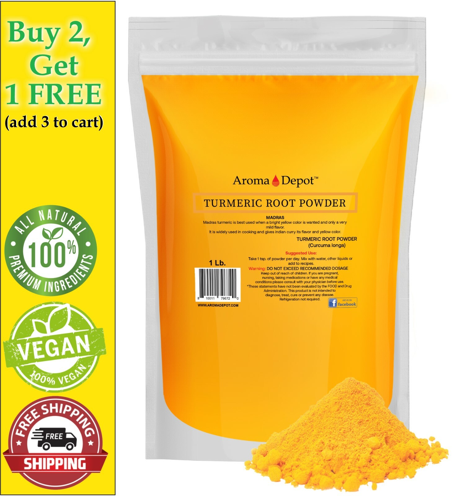 1lb Turmeric Root Powder RAW Curcumin Curcuma longa Yellow 1 Libra Tumeric gallery