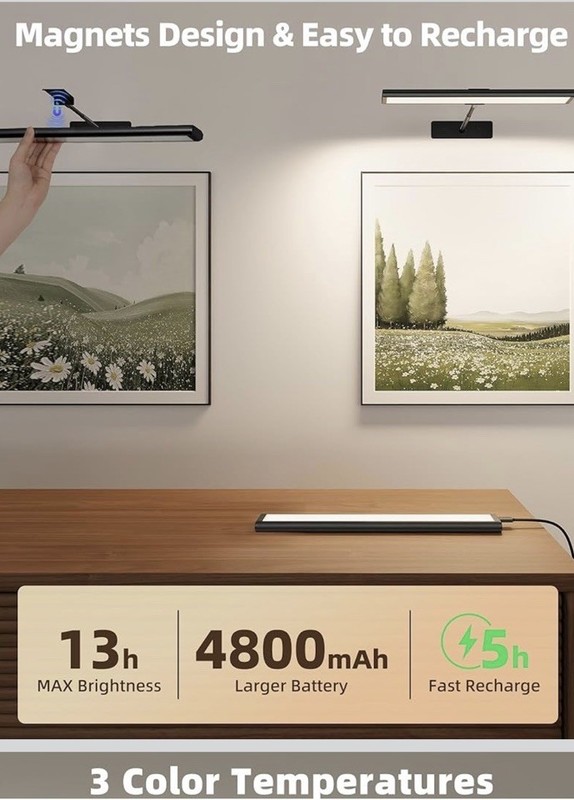 Rechargeable Wireless LED Picture Light W/ Remote Control 3 Color Settings 2Pack gallery