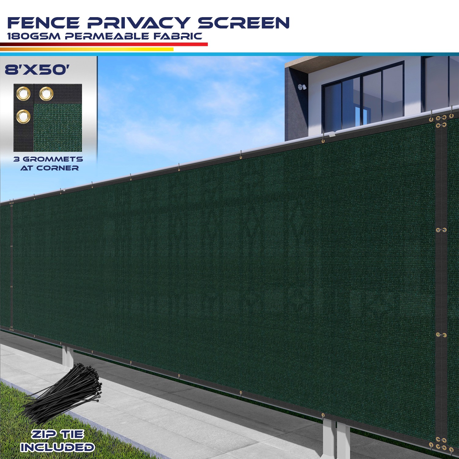 8x50' Fence Privacy Screen Windscreen Garden Yard Pool Outdoor Fabric Mesh Cover gallery
