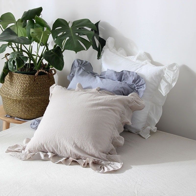 Throw Pillow Cover Cushion Case Ruffle Cotton Soft Sofa Chair Bed Home Decor New gallery
