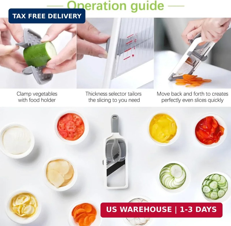 Multi Handheld Mandoline Slicer - Adjustable Stainless Steel Blade, Slicer Veget gallery