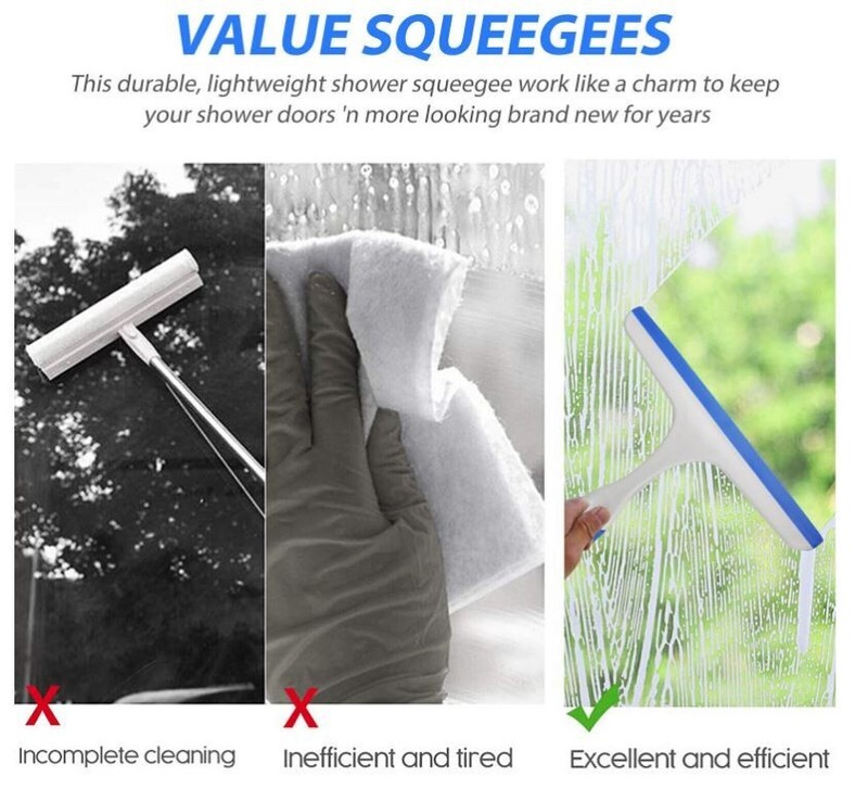 Window Mirror Car Windshield Squeegee Shower Glass Wiper Kitchen House Clean Set gallery