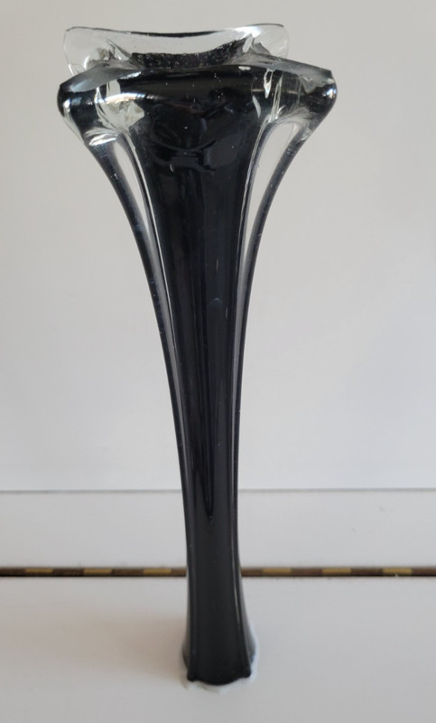 CLEAR AND BLACK GLASS EIFFEL TOWER DECORATIVE TABLE VASE 11.75 INCHES gallery