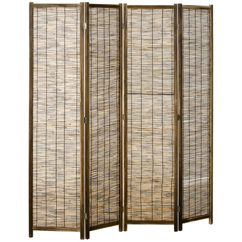 HOMCOM 4 Panel Room Divider 5.5 Ft Tall Portable Folding Privacy Screens Brown gallery