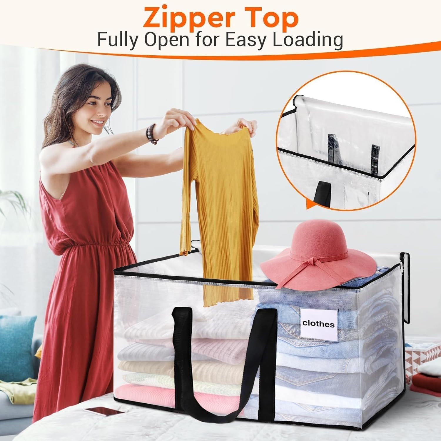 Heavy Duty Moving Bags Clothes Packing Storage Totes with Zipper and Handles gallery