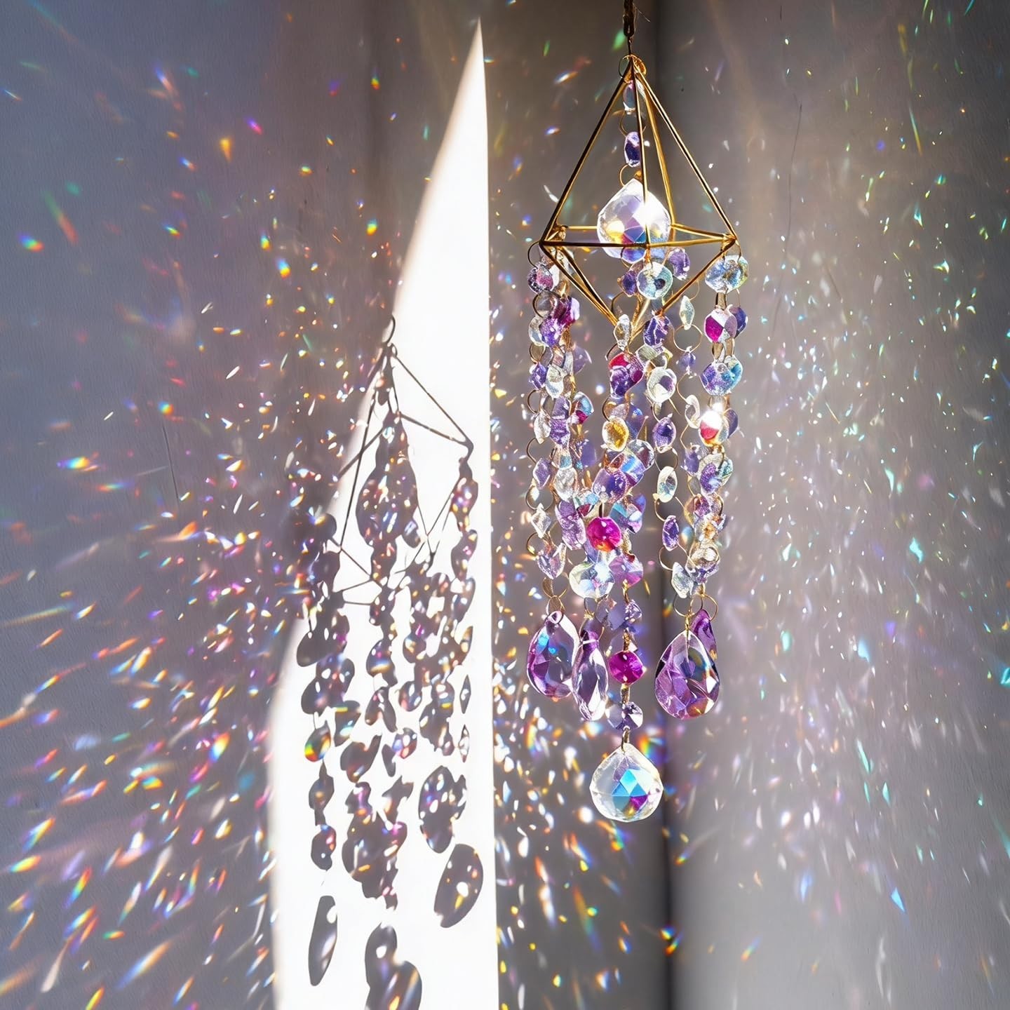 21.5" Crystal Prism Suncatcher - Rainbow Maker for Window, Indoor Decor, Purple gallery