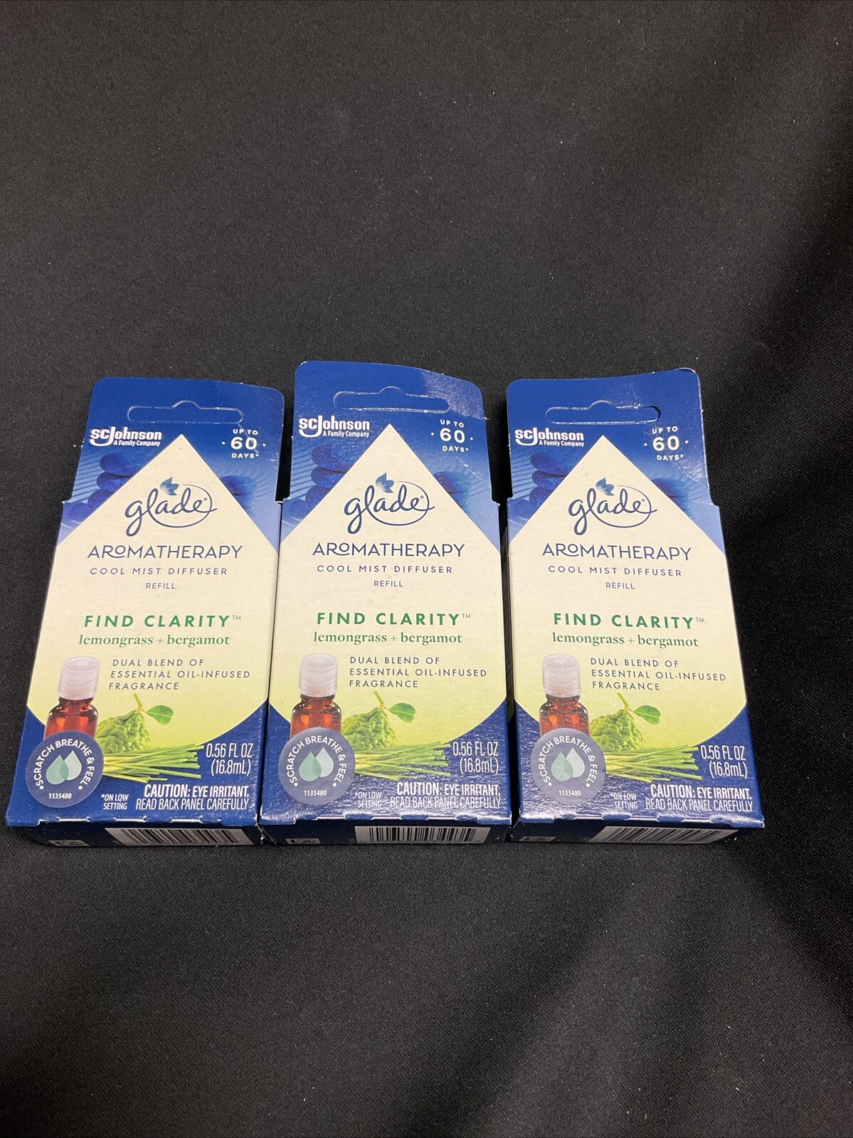 3 PACK Glade Aromatherapy Cool Mist Oil Diffuser Refill, Find Clarity Lemongrass gallery