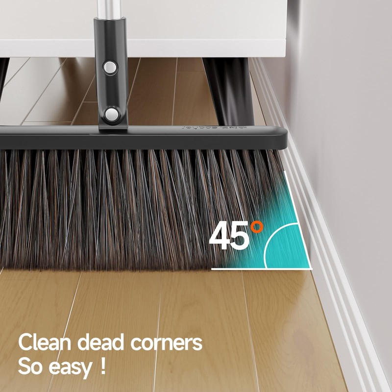 Broom and Dustpan Set, Extra Brush Head & 52" Adjustable Long Handle Standing... gallery