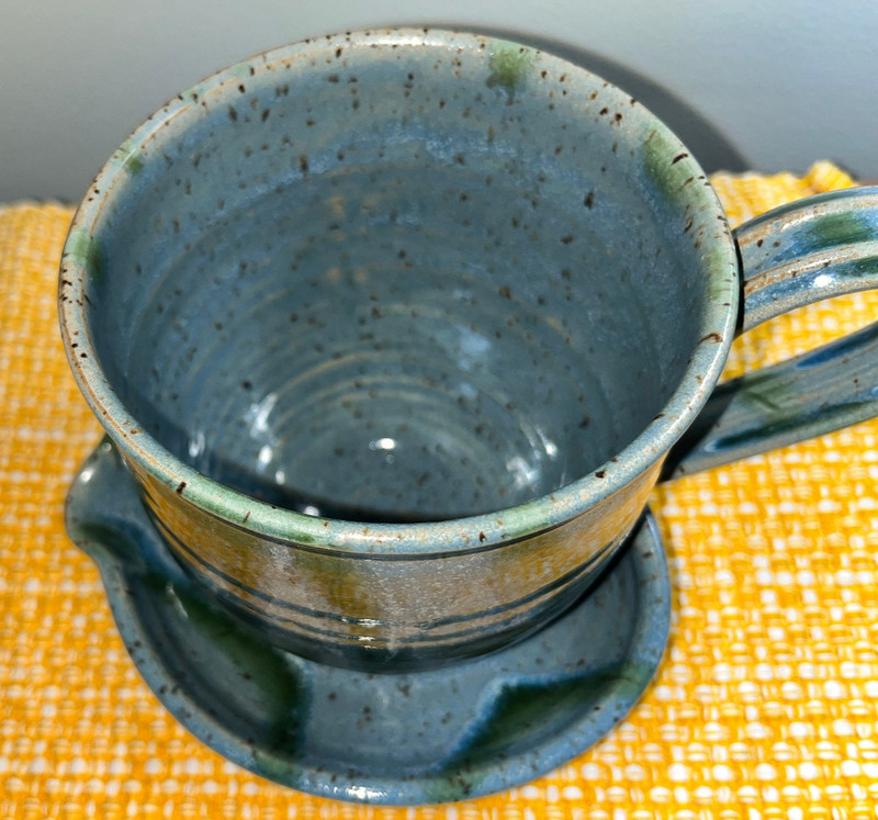 Drip Glaze Pottery Bacon Cooker Microwave Stoneware Handmade Blue Green Brown gallery