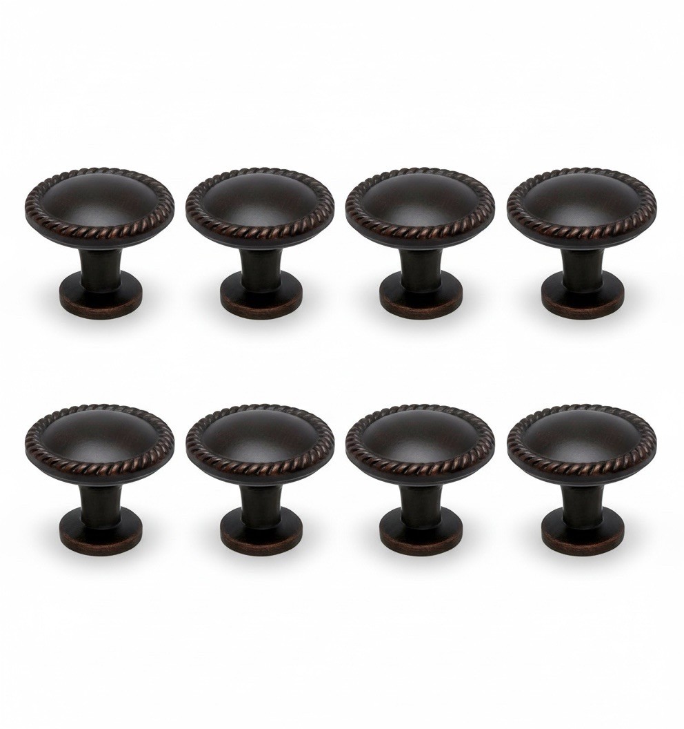Style Selections Aged Bronze Pack Of 8 Kitchen Cabinet Knobs - Roped Edge Design gallery