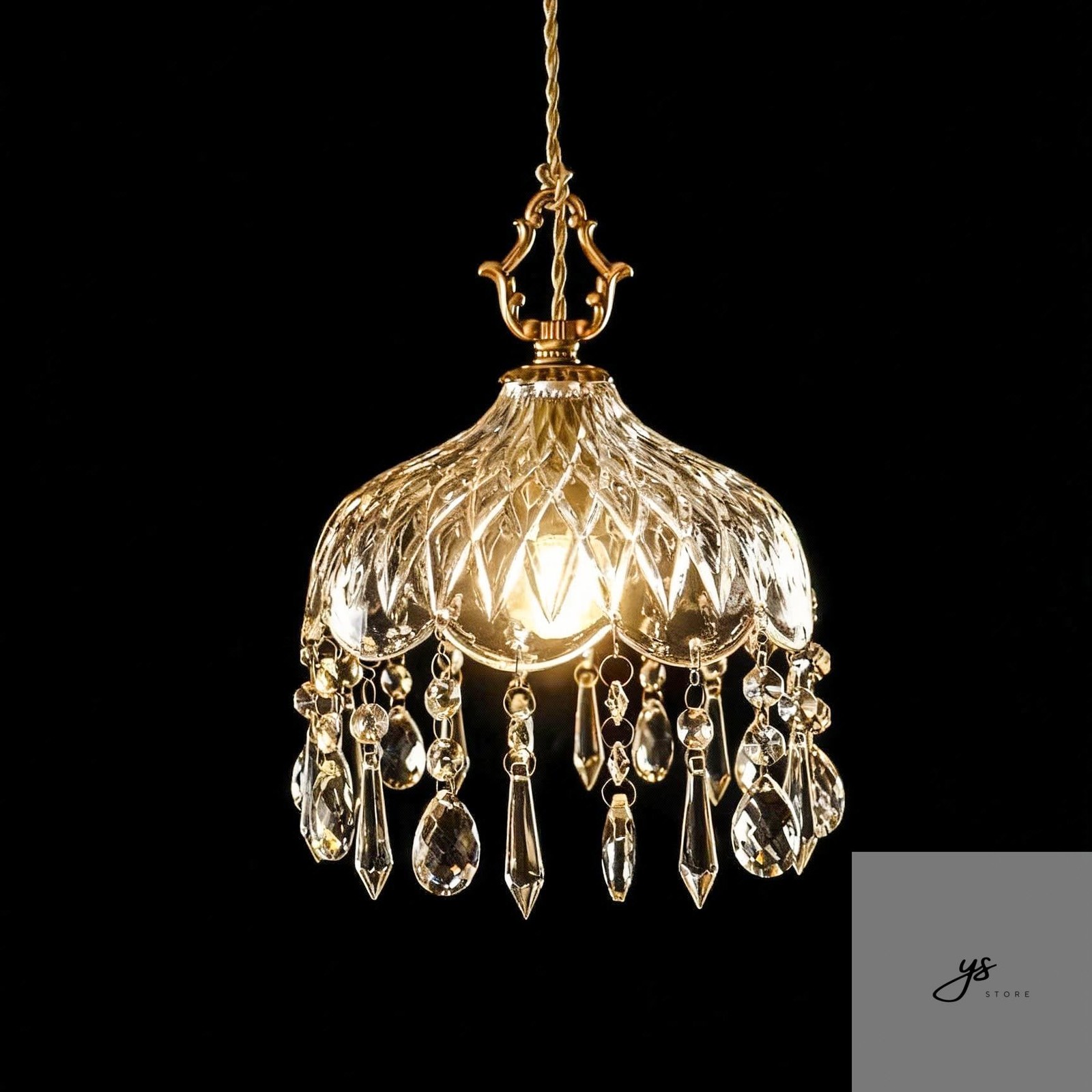 Vintage Crystal Small Pendant Lights Kitchen Island, Adjustable Cord Length 0.5" gallery
