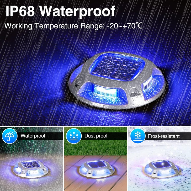 16Pack Led Multicolor Solar Deck Lights Outdoor Dock Driveway Lights for Sidewal gallery