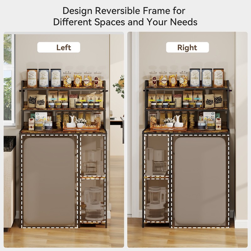 Mini Fridge Stand, 5-Tier Adjustable Storage Shelf w/ 2 AC Outlets & 2 USB Ports gallery