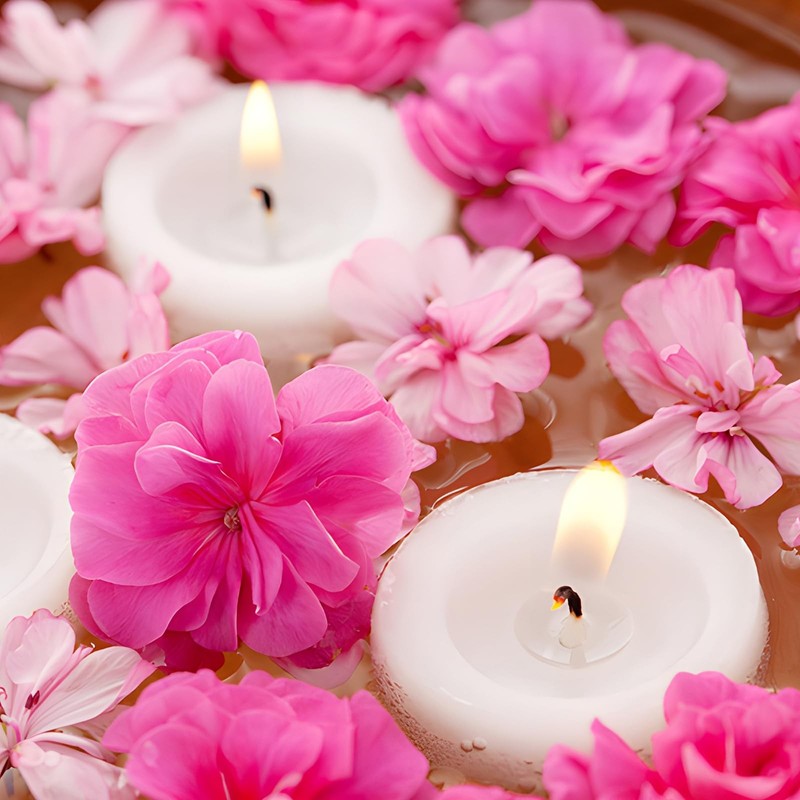 12 Pack White 3 Inch Round Floating Candles Unscented Smokeless Paraffin Wax gallery