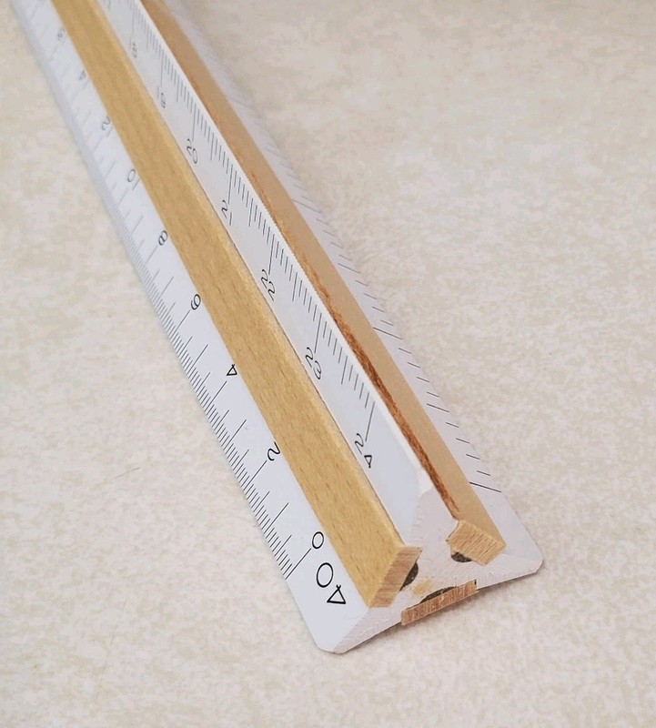 Woodrow # TE 12 Engineering Scale Ruler Wood & Plastic Triangluar Ruler gallery
