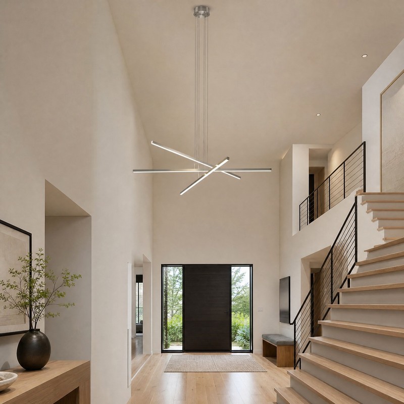 48 inch 3 Light Modern Linear LED Pendant Chandelier Living Room Kitchen Fixture gallery