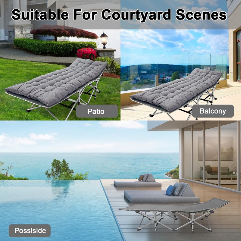 Cot Camping Cot with Thick Pad Cots for Sleeping Camping Bed Folding Cot gallery