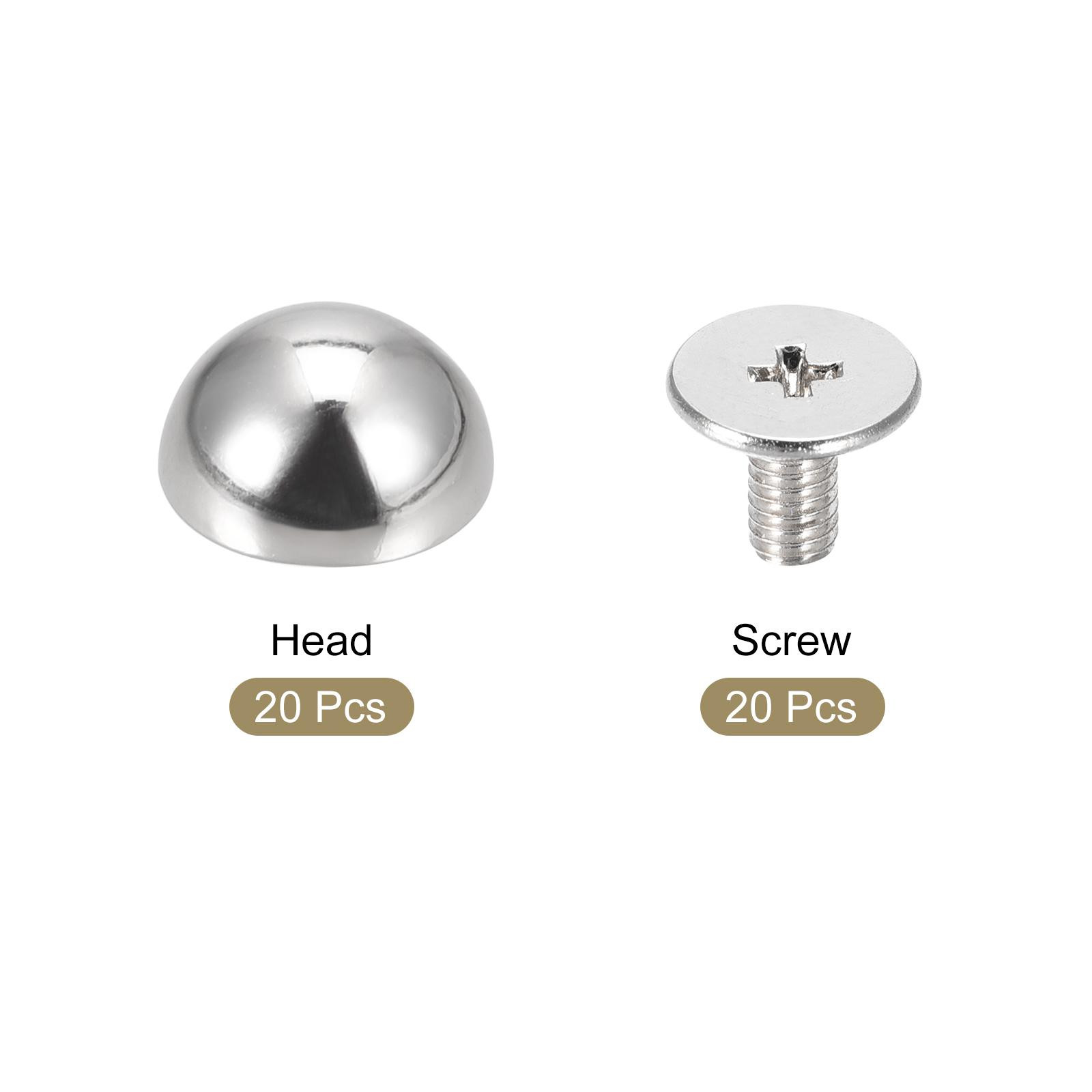 20 Sets 10x6mm Screw Back Rivets Solid Round Head Leather Studs Silver gallery