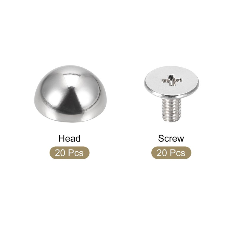 20 Sets 10x6mm Screw Back Rivets Solid Round Head Leather Studs Silver gallery