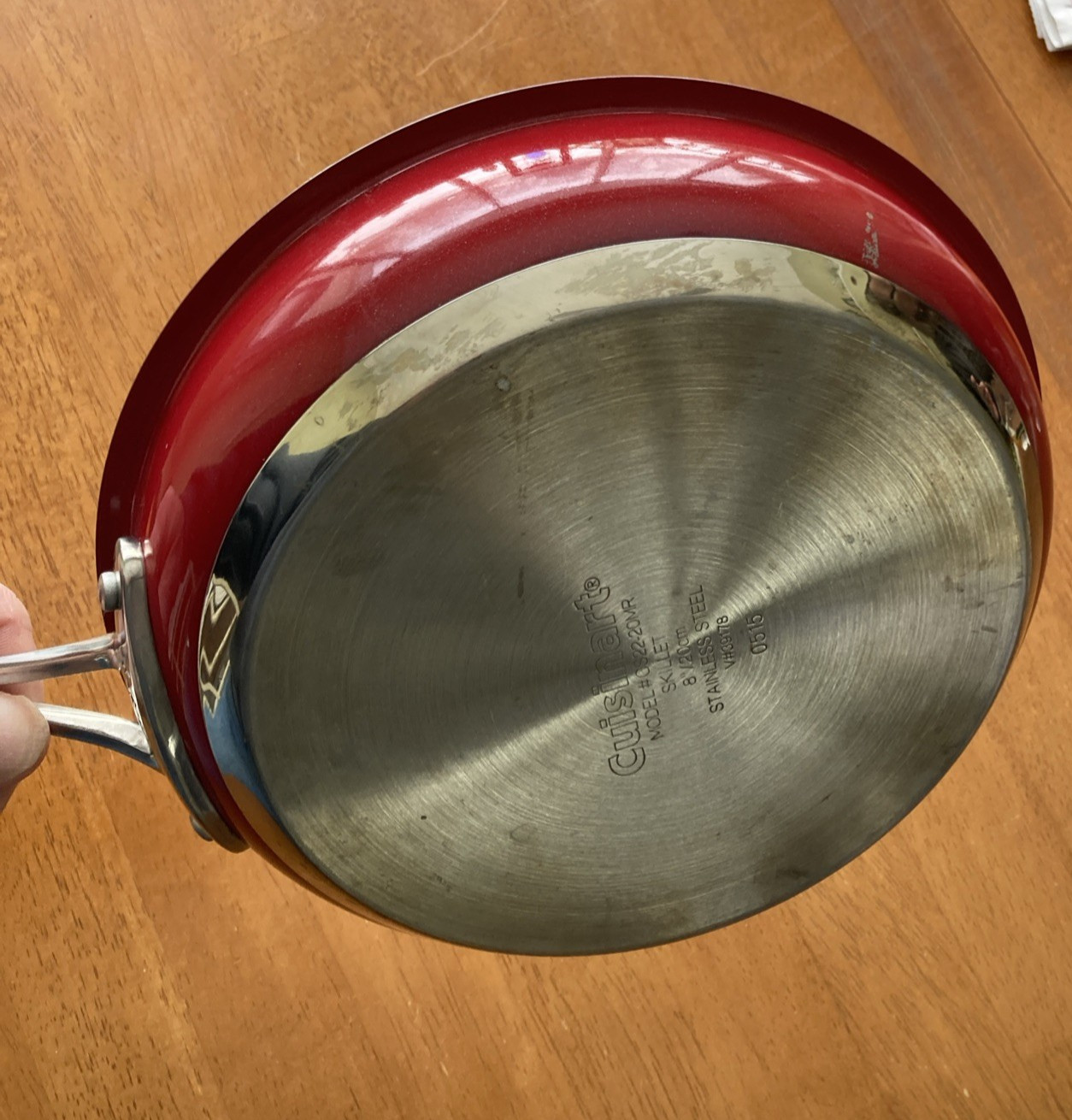 Cuisinart Model #cs22 8in / 20cm Stainless Steel Frying Pan Skillet Red Accent gallery