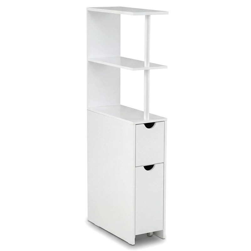 Slim Storage Cabinet w/Open Shelves Pull-out Drawer & Slide-out Cart for Kitchen gallery