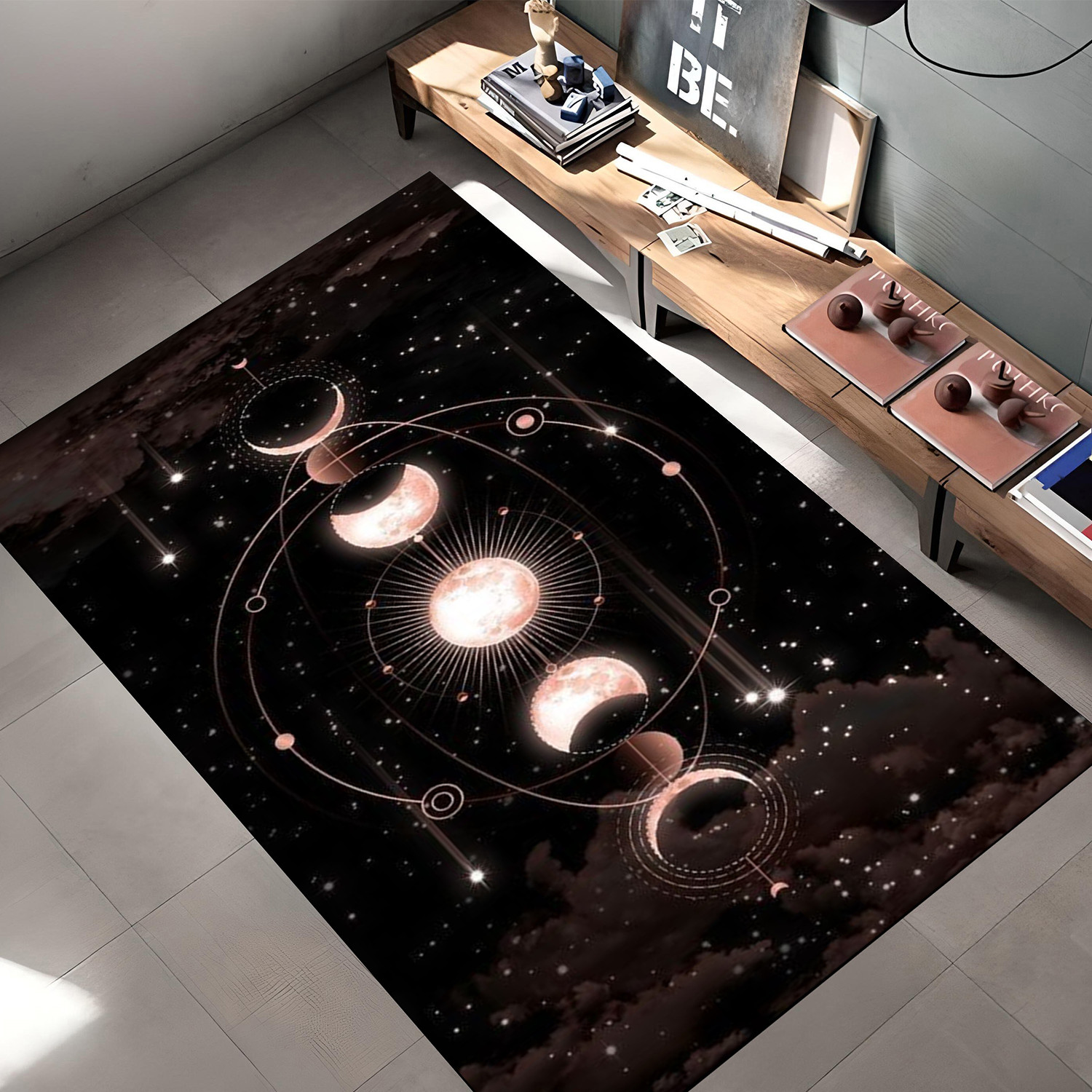 Moon Phase Rug, Mystical Celestial Carpet for Bedroom and Boho Living Room Decor gallery