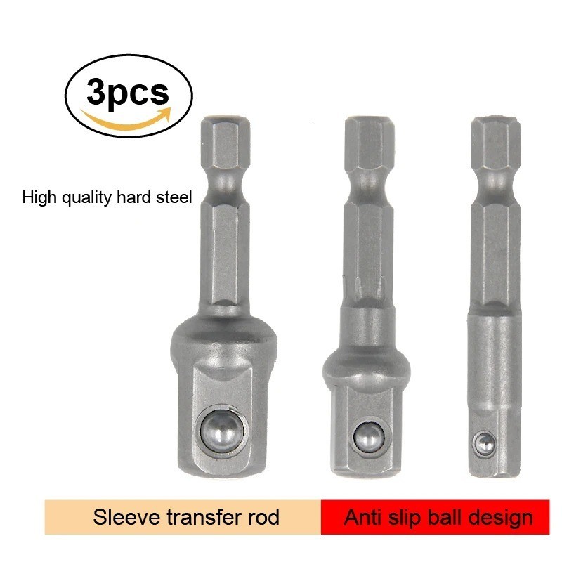 1/4" 3/8" 1/2" Socket Adapter Drill BIts Set Hex Shank Impact Driver Tools - NEW gallery
