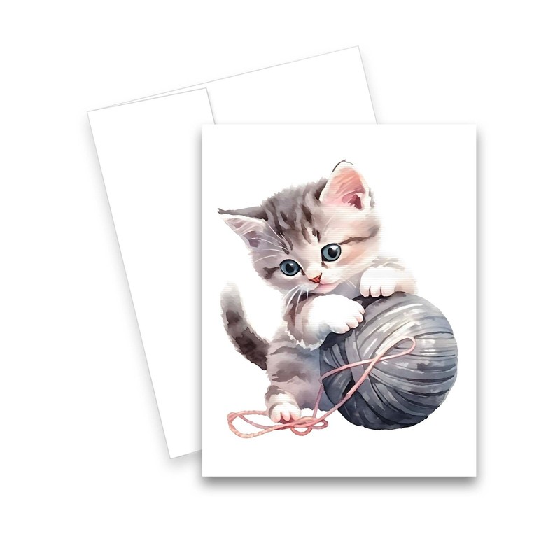 12 Assorted All Occasion Notecards with Envelopes - CUTE KITTEN ( 2 of Each ) gallery